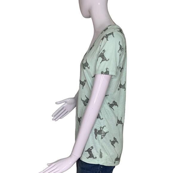 Nolie Pacsun NWT Top Tribal Huskies Print Short Sleeve Mint Green Size L - Picture 6 of 12